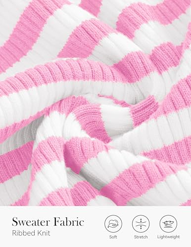Image of PRETTYGARDEN Summer High Neck Striped Tank Tops for Women Casual Sleeveless Sweaters Basic Ribbed Knit Slim Fitted Shirts