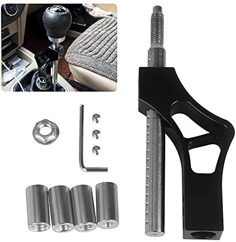 Image of AUTO MT Black Adjustable Gear Shift Knob Extender Height Lever Extension Car JDM Gear Shifter Extender Kit with 4 Adapters