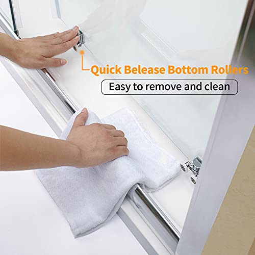 ELEGANT 1400mm Sliding Shower Screen Panel 8mm Premium Safety Easy Clean Glass for Bath Shower Enclosure Cubicle Door