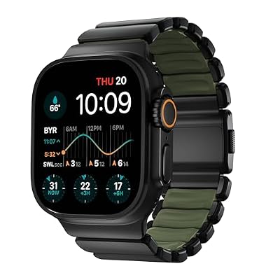 NOMAD Stratos Titanium Band With Inside FKM Interior Links Forest Green and Black Titanium 49mm, Apple Watch Band Compatible with Ultra 1-3, Series 1-11 and SE, Band for Apple Watch Ultra