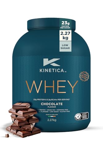 Kinetica Sports Whey Protein Powder - Chocolate Flavour |22g Protein/Serve, 76 Servings/2.27Kg Pack |Gluten Free Supplement | Optimum for Muscle Growth & Recovery |Mixes Well with Water, Milk & Shakes