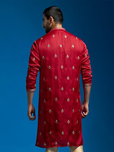 Image of VASTRAMAY Men's Silk Blend Kurta | Silk Blend Embroidered KurtaFor Men