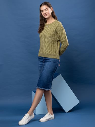 Image of Women's Cable Knit Woolen Pullover | Full Sleeve Round Neck Winterwear | Soft & Stylish Warm Sweater for Girls & Ladies