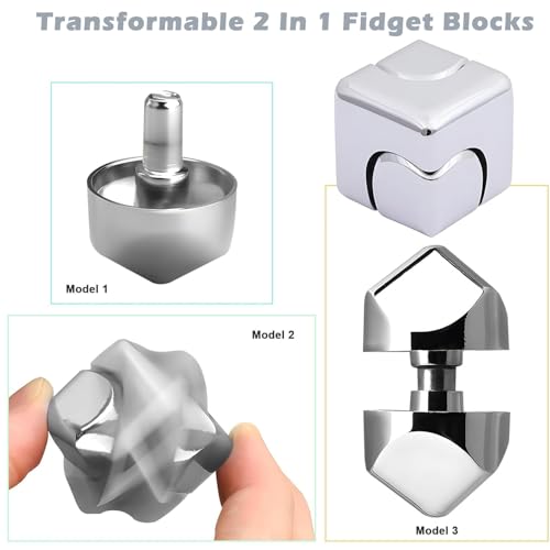 Image of Fidget Toys for Adults, Stress Relief Toys Adults, Square Fidget Cube, Infinity Cube Fidget Toy, Portable Metal Fidget for Adults (Silvery)