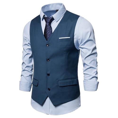 Maiyifu-GJ Men's Formal Business Suit Vests V-Neck Slim Fit Wedding Waistcoat Vest Casual Dress Vests for Suit or Tuxedo3