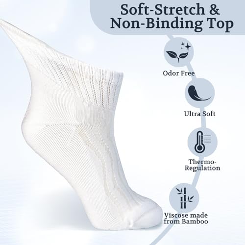 +MD Diabetic Socks for Men Women 6 Pairs,Non-Binding Top Extra Wide Ankle/Crew Socks, for Edema Circulator 9-11 10-13 13-152