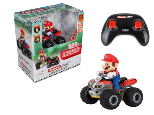 Carrera - 370400020 RC Mini Mario-Quad 1:40 24GHz Ferngesteuertes Auto für aufregende Rennen Original Lizenz Bis zu 8 min Fahrzeit Inkl. Luftreifen EIN Muss für Mario-Fans