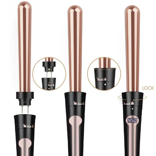 Image of 5 in 1 Curling Iron Set, 24K Rose Gold Hair Curlers with Interchangeable Ceramic Barrels, Hair Crimper, Wand Curling Iron & Waver for Long & Short, Fast Heat & Protective Gloves