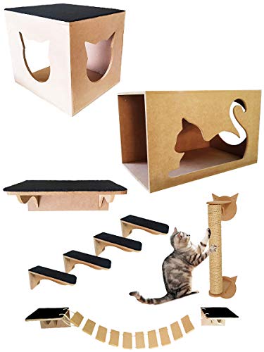 Playground de Gato MDF Com Toca Maine Coon