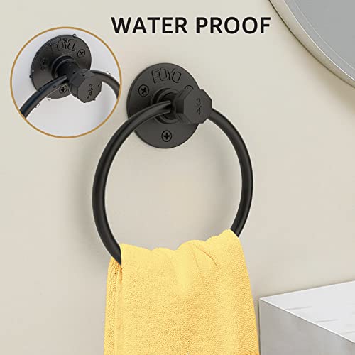 Licperron Industrial Towel Rings, Licperron Matte Black Pipe Hand Towel Rack, Wall Mounted Towel Holder For Bathroom 1Pcs thumb #3