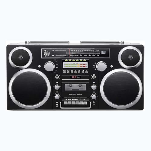 Tragbarer CD-Tape-Player, Retro-Boombox mit AM/FM-Radio, Bluetooth/AUX-Eingang, eingebauter Lautsprecher, klassischer 80er-Jahre-Stil für Zuhause, Familie und Reisen
