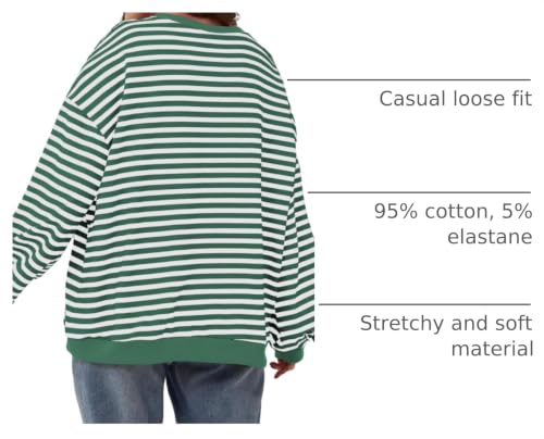Image of Eytino Women Plus Size Striped Color Block Crewneck Sweatshirt(1X-5X) | Oversized Pullover Tops,Long Sleeve Casual Shirt,Workout & Daily Wear,2026 Fall Fashion Clothes Outfits