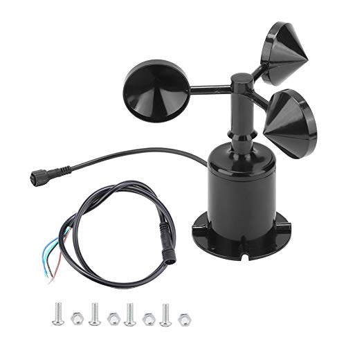 Wind Anemometer, 0-70m/s Environment Signal Output Pulse Type Three Cups Wind Sensor, 5-30V DC Power Supply