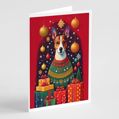 Caroline's Treasures DAC3035GCA7P Basenji Holiday Christmas Greeting Cards Pack of 8 Blank Cards with Envelopes Whimsical A7 Size 5x7 Blank Note Cards