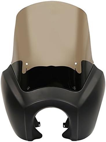 XFMT Motorcycle Matte Black Front Upper Fairing Cover Club Style Fairing Kit W/ 15" Smoke Windshield For Harley Dyna T-Sport FXDXT FXR Low Rider Street Bob Super Glide