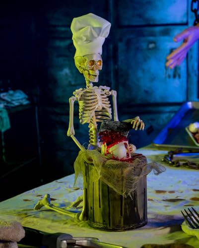 Horror-Shop Cuisinier Squelette Animé avec Hache De Boucher 30cm – vue 2