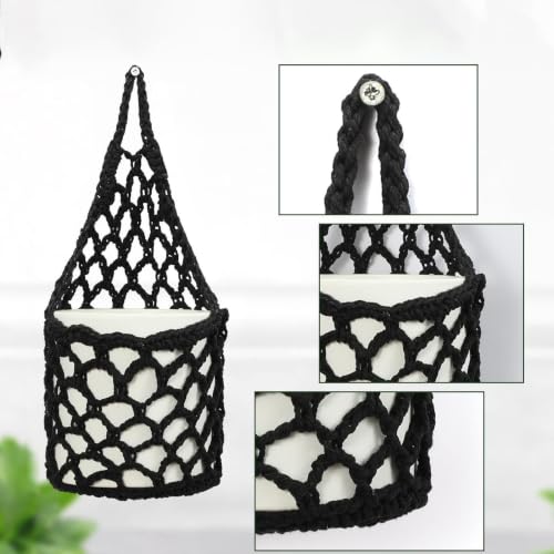 Porte plante macramé et panier suspendu en coton pour optimiser les petits espaces - 8