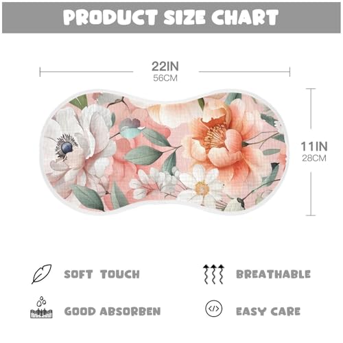 Watercolor Floral Muslin Burp Cloths 22x11 Inch - 4-Layer Organic Cotton & TPU Waterproof Lining, Absorbent Baby Bibs for Boys/Girls with Hanging Loop4