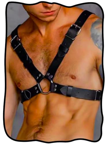 Fstrend Men's Chest Harness Faux Leather Belt Black Rave Fashion Costume Accessory