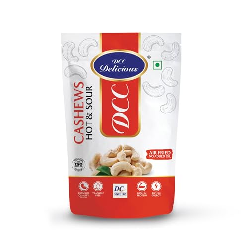 DCC DELICIOUS Roasted Cashews (Hot & Sour), 80Grams | Dry Roasted | Air Fried