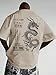 Mens Graphic Tees Vintage T-Shirts Oversized Dragon Letter Print Casual Crewneck Cotton Top Short Sleeve Rapper Streetwear Apricot L