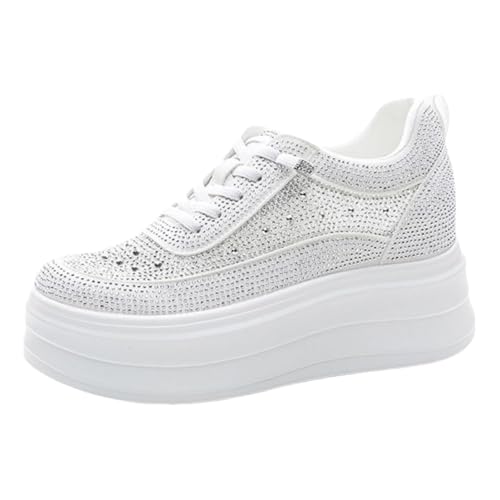 Viaoragiosa Mujer Plataforma Deportivas con Zapatos CuñA,Zapatillas De Deporte Alta TalóN Plataforma,Antideslizante,Suelas Resistentes A La AbrasióN,para Correr,Caminar,Trabajar