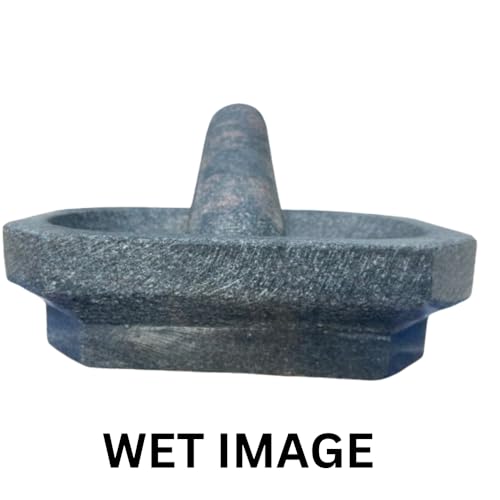 Handmade Kalvam Stone | Mortar and Pestle Set | Masher | Khalbatta | Kharal | Musal for Kitchen Home | Herbs and Spices Mixture | (8 inch Grey,Big Size) |