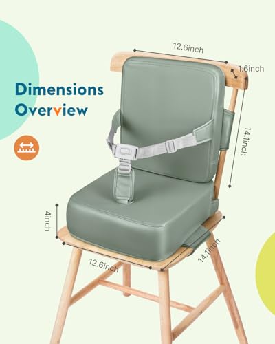 Image of HOMEAL Booster Seat for Dining Table, Adjustable Kids Breathable Booster Seat for Kitchen (Sage)