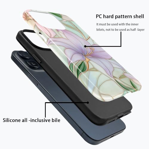 Coque iPhone 14 de protection contre les chutes avec motif fleurs de lys chic - 3