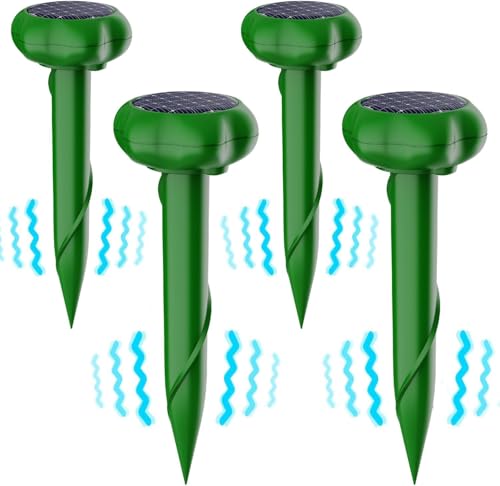 Lot de 4 répulsifs solaires Anti-Taupes - Répulsif Contre Les Taupes - Répulsif Contre Les campagnols - Répulsif à ultrasons - Répulsif Solaire Contre Les Taupes