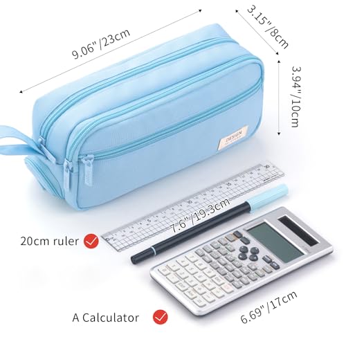HVOMO Large Pencil Case High Capacity Holder Box Storage bag Desk Organizer Marker Pouch Pen For Middle School Office College Adult Girl and Boy(Blue)