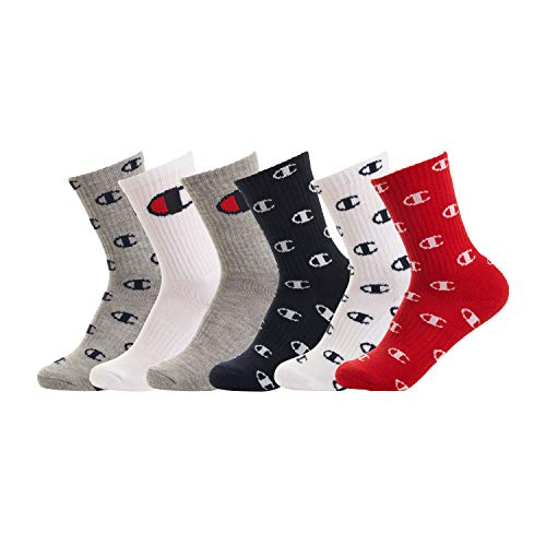 Image of Champion Kids' Kids' 6-pack Crew Socks With Color and Size Options