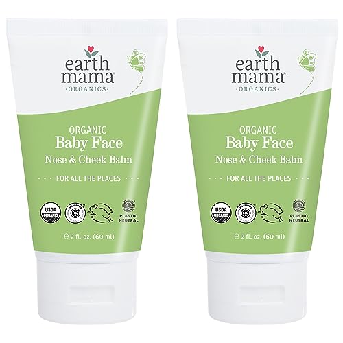 Earth Mama Organic Baby Face Nose & Cheek Balm | Moisturizer with Calendula Oil for Dry Skin Care, Natural Petroleum Jelly Alternative (2-Fluid Ounce, 2-Pack)