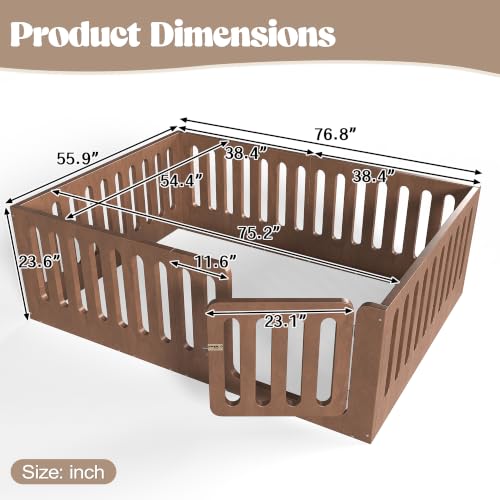 Image of Bellemave Full Montessori Floor Bed Frame,Brown