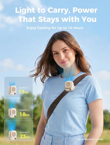 Image of Aecooly Magnetic Clip On Fan, Mini Portable Neck Fan, Mighty Waist Fans, Light Hat Fans, Hands Free USB Rechargeable [10H Max Cooling Time], Personal Battery Powered for Travel, Gifts for Women -Beige