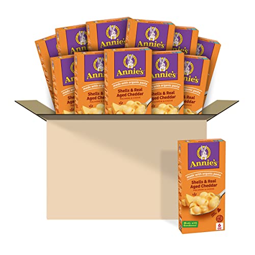 Annie s Shells & Aged Cheddar Macaroni and Cheese, Mac and Cheese, 6 oz (Pack of 12)