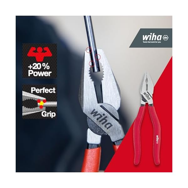 Wiha Zangen Set Classic 3 teilig I Kombizange mit DynamicJoint® und OptiGrip, Flachrundzange mit DynamicJoint®, Seitenschneider (26850) – Bild 4