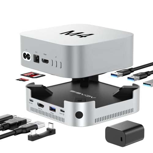 Image of ACASIS 10-in-1 Dock with 10Gbps Dual SSD Enclosure for M4 /M4PRO Mac mini, 4xUSB A 10Gbps, 1xHDMI 4k@60Hz, SD /TF3.0, PD30W, Software RAID | Up to 16TB