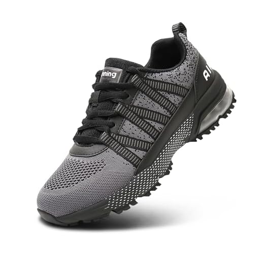 Sumateng Zapatos para Correr Hombre Mujer Air con Absorción de Impactos de Aire Zapatillas de Deportes Tenis Sneakers Gimnasio Entrenamiento Exterior Calzado Deportivo Gray42