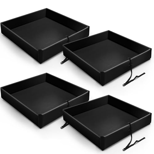 Frienda 4 Pcs Folding Duck Pond 4' x 4' x 6" Portable Heavy Duty PVC Leak Containment Tray for Oil Changes, Generator Fueling, Vehicle Maintenance, Duck Pool, Pig Cooling Pool &amp; Pet Bath(Black)