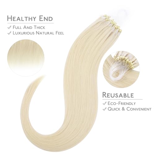 Image of WENNALIFE Microlink Hair Extensions Human Hair, 50g 50s 14 Inch Platinum Blonde Remy Micro Bead Hair Extensions Real Human Hair Micro Link Micro Loop Straight Microlinks