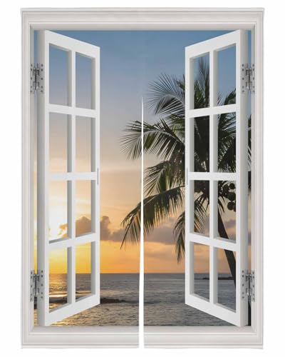 �T�����C�Y�r�[�` �̂�� �R�R�i�b�c�̖؂ƊC�̌i�F�̑�����̒��� ���� �ډB�� UV �g���J�[�e�� �k�� �d�؂� �a�� �L�b�` ���r���O �o����� ���� �Ԏd�؂� �Q�� ��110×��180cm