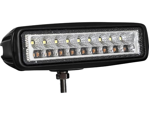 Image of Buyers Products 1492233 6.5 Inch LED Flood Light with Strobe and Rectangular Lens, 1710 Lumens, 18 inch Lead With Stud Mount, Work Lights For Trucks