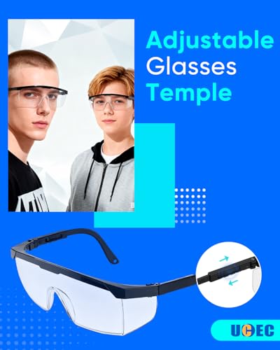 UCEC Clear Safety Glasses, Eye Protection Glasses, Anti Fog Safety Glasses For Men And Women, Full Coverage Lens, Built-In Brow Guard, UV Resistant, 6 Pack — view 6