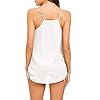 Evera B Womens V Neck Spaghetti Strap Tank Tops Dressy Casual Camisole Blouses Sleeveless Loose Cami Basic Tank Shirt (Large, Adj Strap Off Wht)