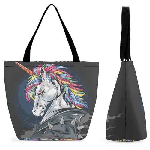Sac à main pour femme licorne en colère : sac de shopping spacieux et grand format
