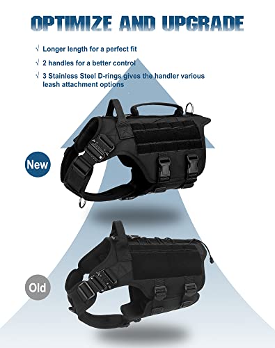 Image of PETNANNY Tactical Dog Harness - No-Pull Service Vest for Large Breeds, with Hook & Loop Patch Panel & MOLLE System | Padded Handle for Walking, Hiking & Training (Black,XL)