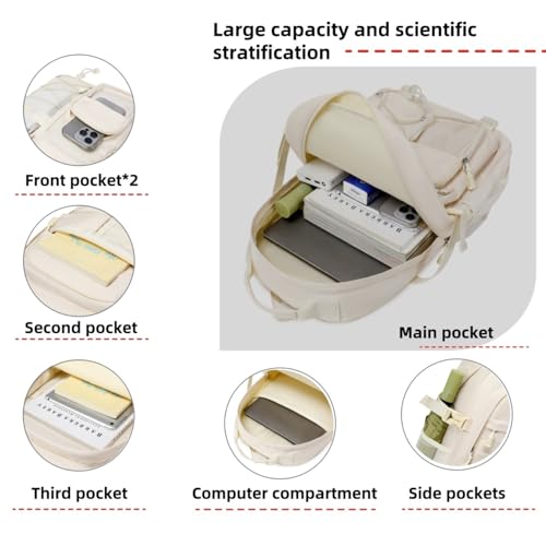 BCMKLOOK Laptop Backpack Kids Teen Bookbag Girls Middle Schoolbag Women Men 18in(white by BCMKLOOK - Used condition - Image 2