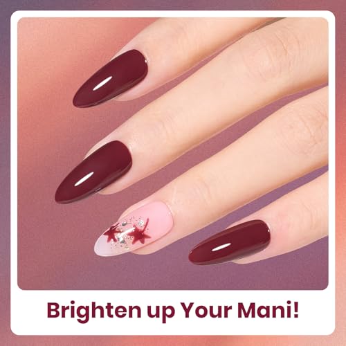 Image of Beetles Gel Nail Polish Set - 6PCS Burgundy Purple Glitter Nude Plum Gold Gel Nail Polish Kit Soak Off UV LED Terra Dusk Colors DIY Home Salon Gift for Women