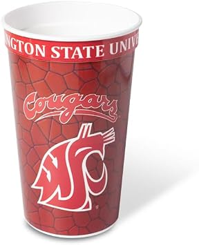Westrick Washington State Cougars 22oz Souvenir Cups 4 Pack Reusable Plastic Cups, Concession-Grade Stadium Drinkware for College Football Tailgate Parties